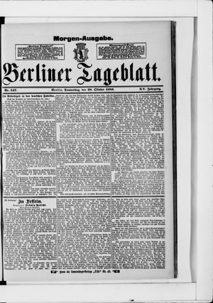Berliner Tageblatt und Handels-Zeitung vom 28.10.1886