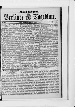 Berliner Tageblatt und Handels-Zeitung vom 28.10.1886