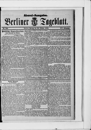 Berliner Tageblatt und Handels-Zeitung vom 29.10.1886