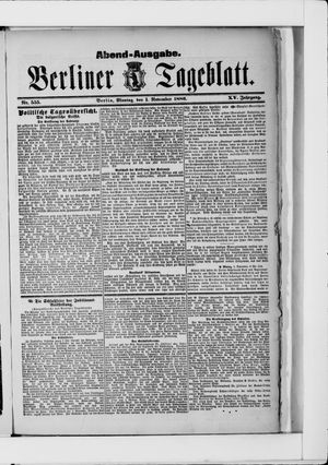Berliner Tageblatt und Handels-Zeitung vom 01.11.1886