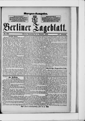 Berliner Tageblatt und Handels-Zeitung vom 04.11.1886