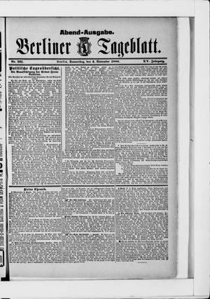 Berliner Tageblatt und Handels-Zeitung vom 04.11.1886