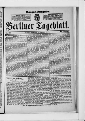 Berliner Tageblatt und Handels-Zeitung vom 12.11.1886