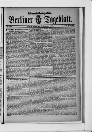 Berliner Tageblatt und Handels-Zeitung vom 12.11.1886