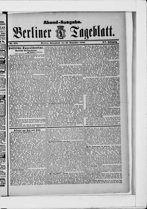 Berliner Tageblatt und Handels-Zeitung vom 13.11.1886