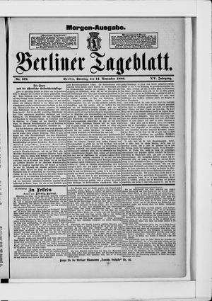 Berliner Tageblatt und Handels-Zeitung vom 14.11.1886