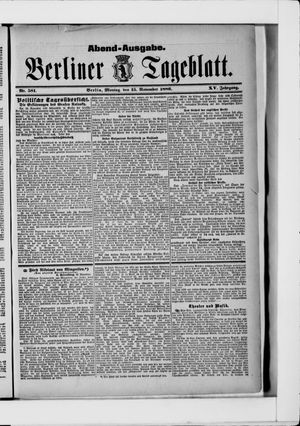 Berliner Tageblatt und Handels-Zeitung vom 15.11.1886