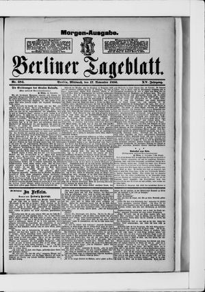 Berliner Tageblatt und Handels-Zeitung vom 17.11.1886