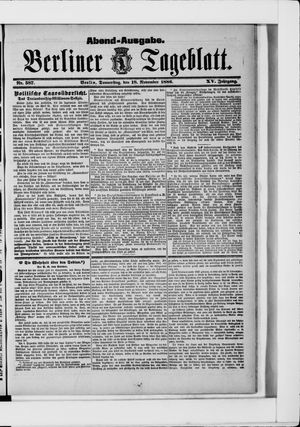 Berliner Tageblatt und Handels-Zeitung vom 18.11.1886