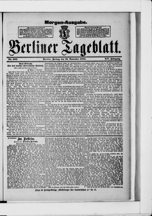 Berliner Tageblatt und Handels-Zeitung vom 19.11.1886