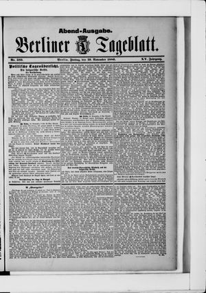 Berliner Tageblatt und Handels-Zeitung vom 19.11.1886
