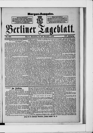 Berliner Tageblatt und Handels-Zeitung vom 20.11.1886