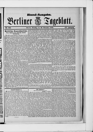 Berliner Tageblatt und Handels-Zeitung vom 23.11.1886