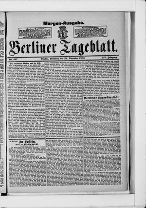 Berliner Tageblatt und Handels-Zeitung vom 24.11.1886