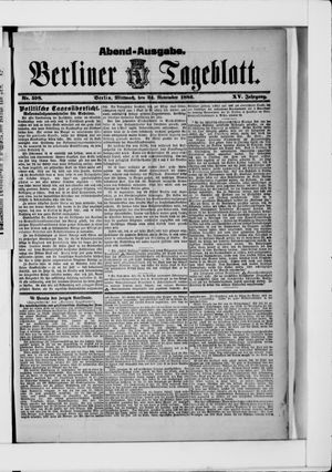 Berliner Tageblatt und Handels-Zeitung vom 24.11.1886