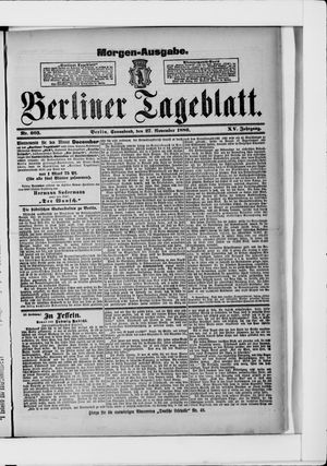 Berliner Tageblatt und Handels-Zeitung vom 27.11.1886