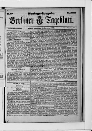Berliner Tageblatt und Handels-Zeitung on Nov 29, 1886