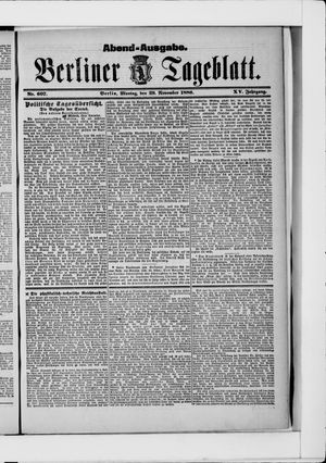 Berliner Tageblatt und Handels-Zeitung vom 29.11.1886