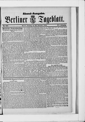 Berliner Tageblatt und Handels-Zeitung vom 30.11.1886