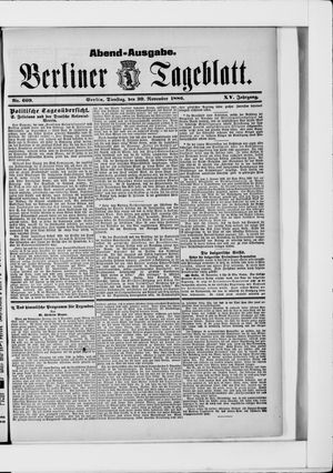 Berliner Tageblatt und Handels-Zeitung vom 30.11.1886