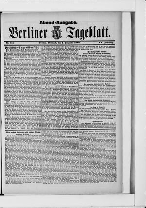 Berliner Tageblatt und Handels-Zeitung vom 01.12.1886