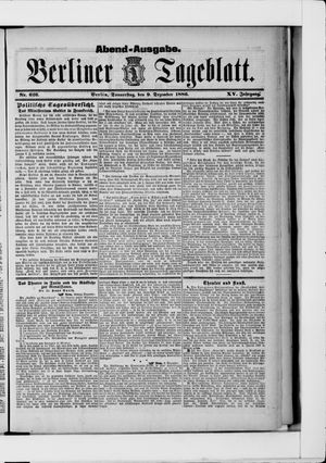 Berliner Tageblatt und Handels-Zeitung vom 09.12.1886