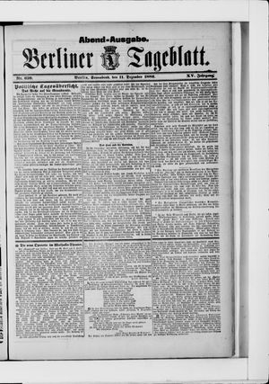 Berliner Tageblatt und Handels-Zeitung vom 11.12.1886