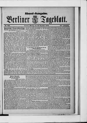 Berliner Tageblatt und Handels-Zeitung vom 13.12.1886