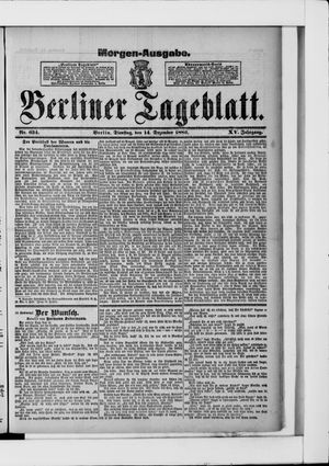 Berliner Tageblatt und Handels-Zeitung on Dec 14, 1886