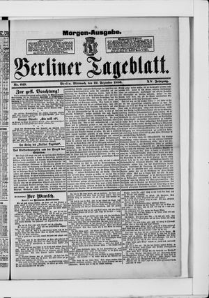 Berliner Tageblatt und Handels-Zeitung vom 22.12.1886