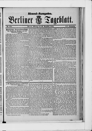 Berliner Tageblatt und Handels-Zeitung vom 27.12.1886