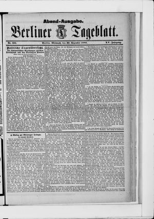 Berliner Tageblatt und Handels-Zeitung vom 29.12.1886