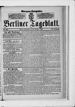 Berliner Tageblatt und Handels-Zeitung vom 30.12.1886