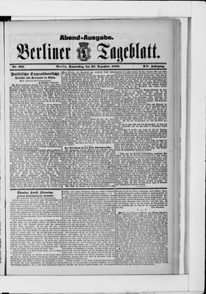 Berliner Tageblatt und Handels-Zeitung vom 30.12.1886