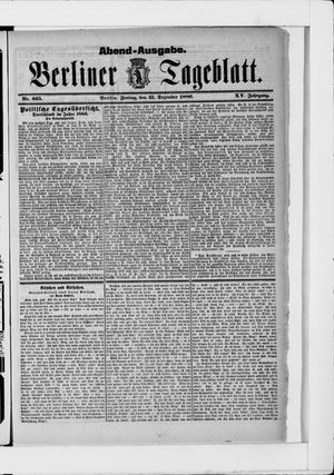 Berliner Tageblatt und Handels-Zeitung vom 31.12.1886