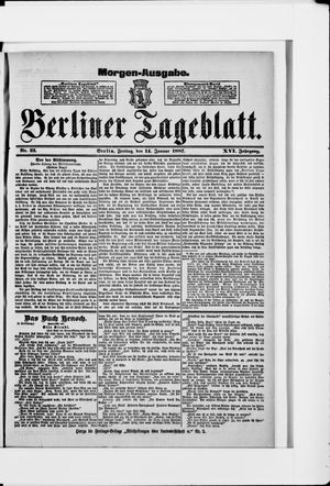 Berliner Tageblatt und Handels-Zeitung on Jan 14, 1887