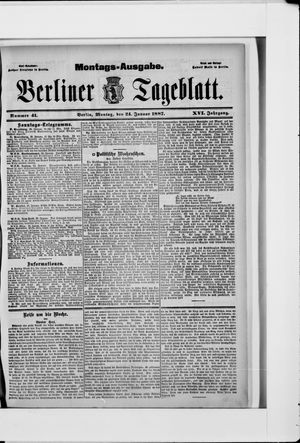 Berliner Tageblatt und Handels-Zeitung vom 24.01.1887