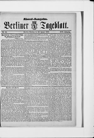 Berliner Tageblatt und Handels-Zeitung on Jan 25, 1887