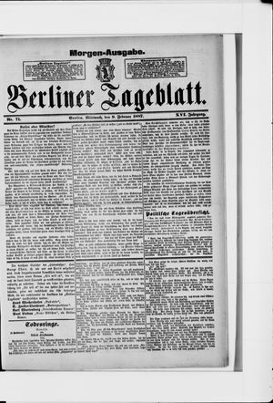Berliner Tageblatt und Handels-Zeitung vom 09.02.1887