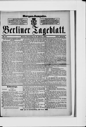 Berliner Tageblatt und Handels-Zeitung vom 10.02.1887