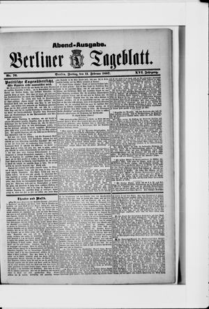 Berliner Tageblatt und Handels-Zeitung vom 11.02.1887