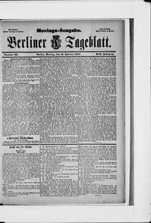 Berliner Tageblatt und Handels-Zeitung on Feb 14, 1887