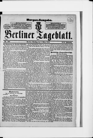 Berliner Tageblatt und Handels-Zeitung on Mar 1, 1887
