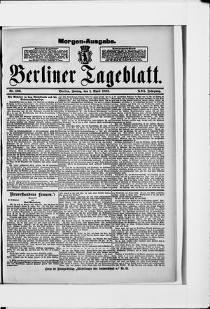 Berliner Tageblatt und Handels-Zeitung on Apr 1, 1887