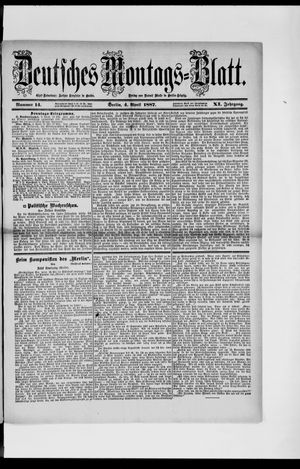 Berliner Tageblatt und Handels-Zeitung on Apr 4, 1887