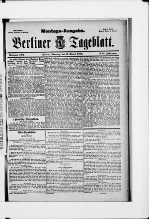 Berliner Tageblatt und Handels-Zeitung vom 11.04.1887