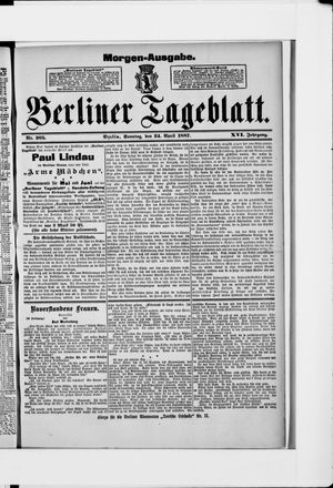 Berliner Tageblatt und Handels-Zeitung on Apr 24, 1887