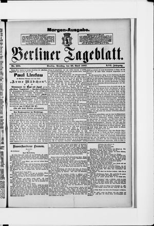 Berliner Tageblatt und Handels-Zeitung vom 26.04.1887
