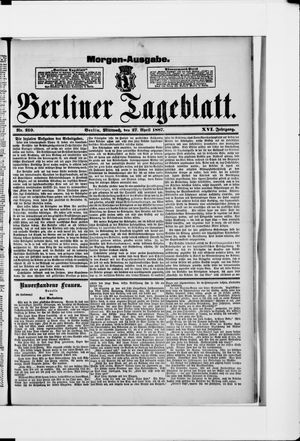 Berliner Tageblatt und Handels-Zeitung vom 27.04.1887