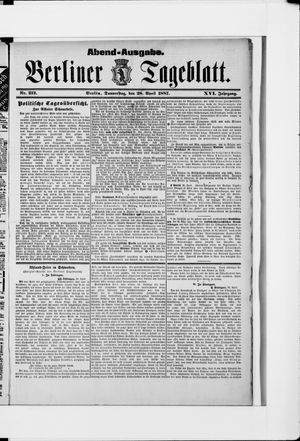 Berliner Tageblatt und Handels-Zeitung vom 28.04.1887
